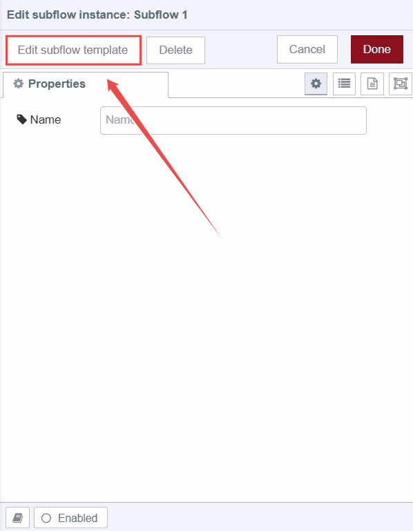 Editing the Subflow template by clicking on the 'Edit Subflow Template' option.